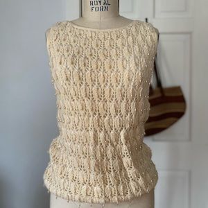 Vintage beaded crocheted sleeveless sweater small